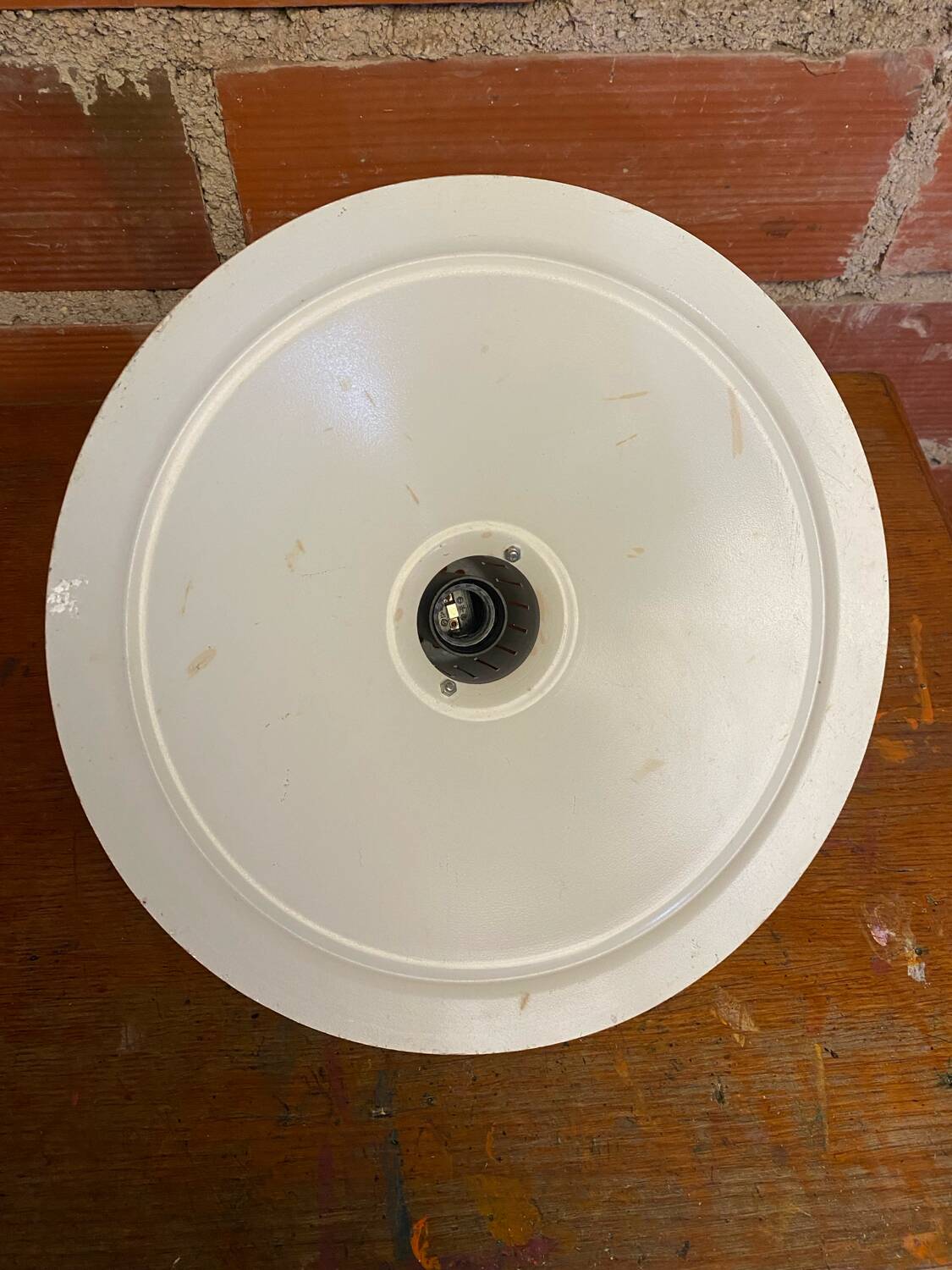 Antique Kitchen Pendant Light White Lacquered Metal 70s Vintage