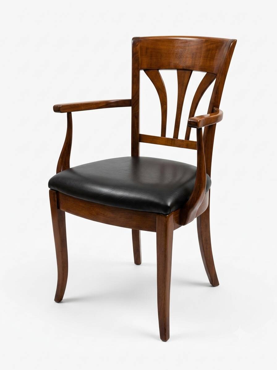Mid-20th century solid cherry wood office chair.