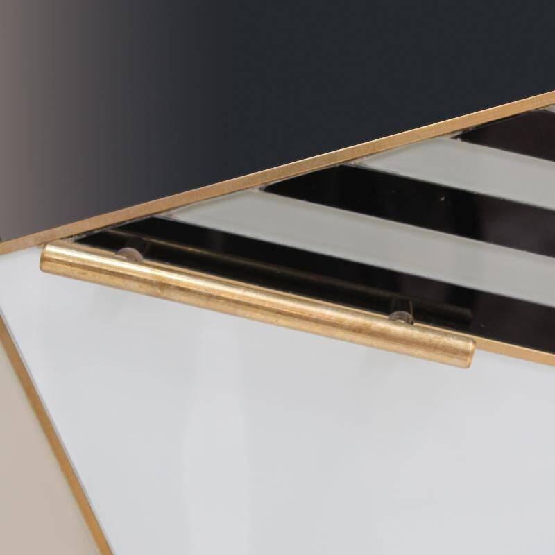 Mid Modern Italian Colored Glass Sideboards with Solid Wood Structure and Brass