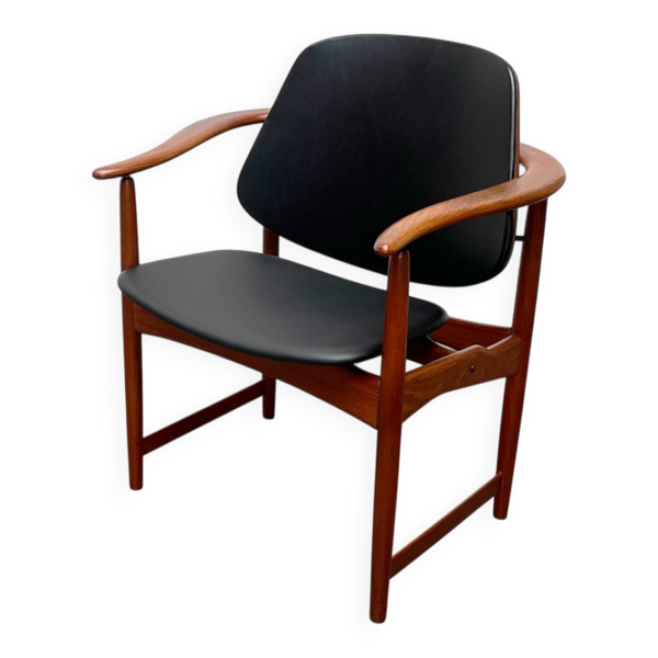Fauteuil King en Teck Danois du Milieu du Siècle par Arne Hovmand Olsen pour Onsild Møbelfabrik et Jutex, années 1950