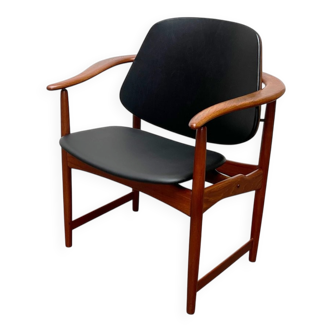 Mid-Century Danish Teak King Chair by Arne Hovmand Olsen for Onsild Møbelfabrik and Jutex, 1950s