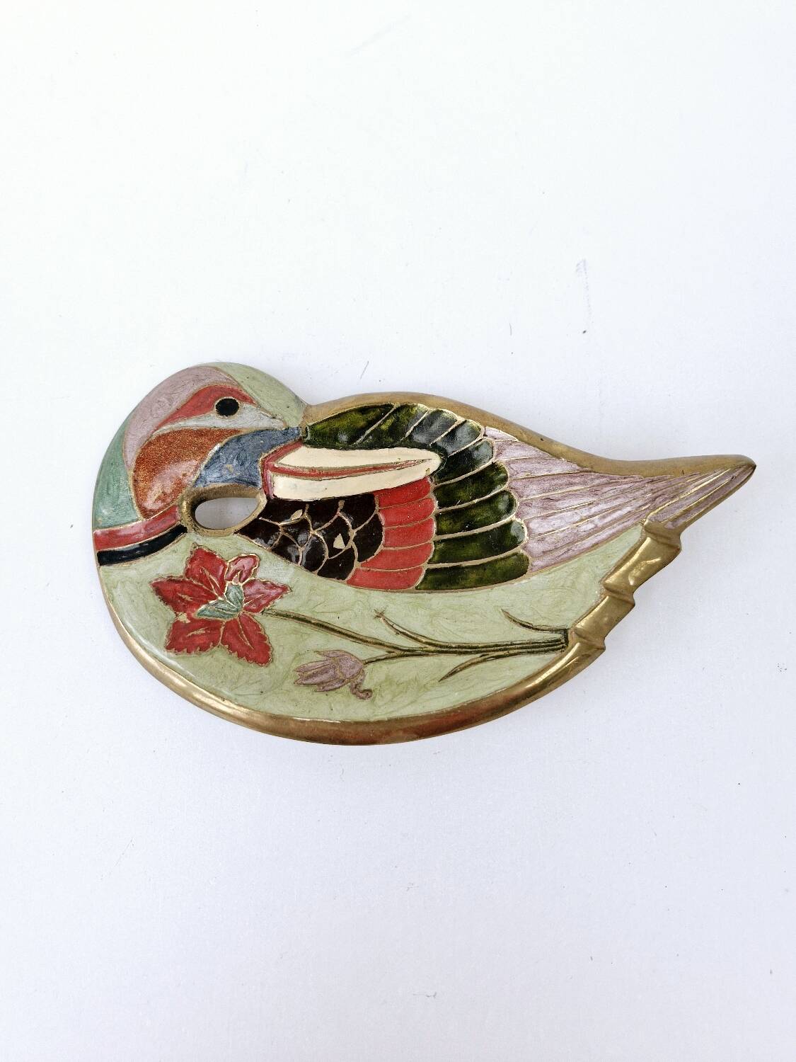 Pocket tray art deco ashtray enameled brass