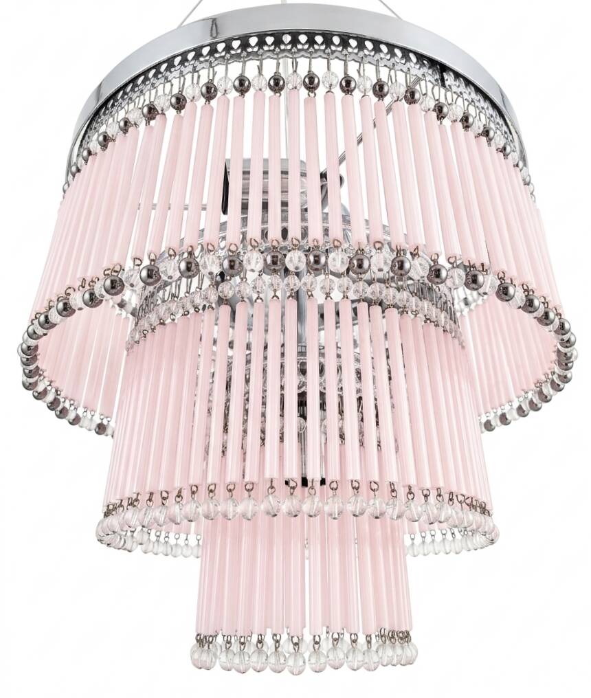 Lampadario a cannucce in vetro di Murano soffiate e fatte a mano