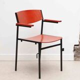 Chaises Gijs van der Sluis rouge et noir avec accoudoirs
