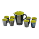 Vintage 1960s two-tone orangeade service, 9 ceramic pieces.