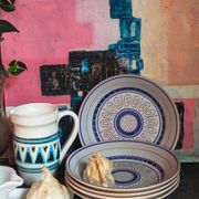 Cinq assiettes creuses céramiques M.B.F.A  PORNIC vintages service Daphné
