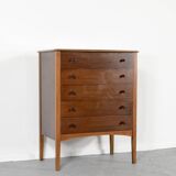 Commode / Tallboy en noyer du milieu du siècle par W&T Lock Of Bath.