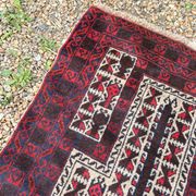 Old Afghan Carpet Handwoven Wool 140x80 Bedside Entrance Belouch