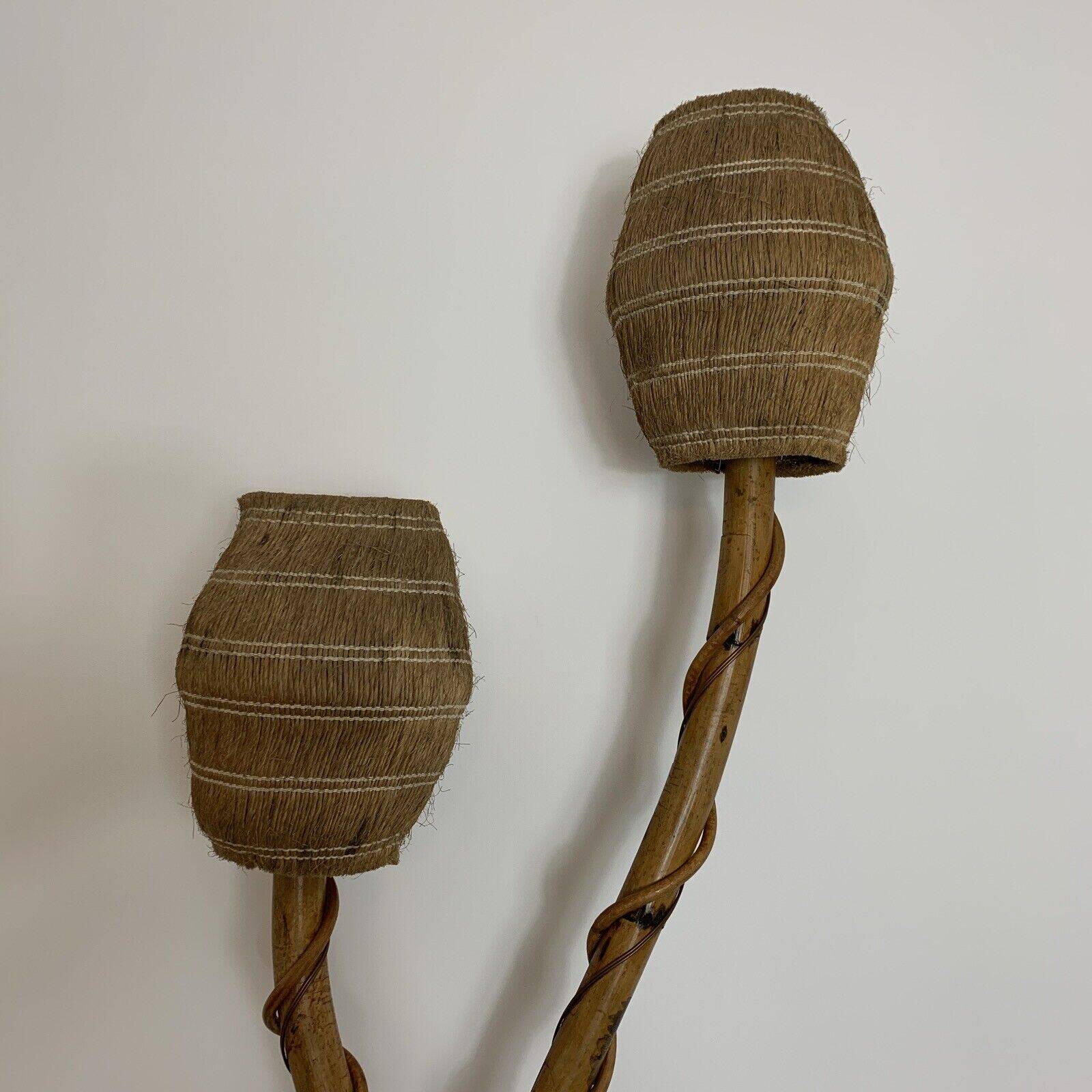 Lampadaire bambou rotin coco vintage