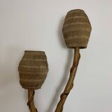 Vintage coco rattan bamboo floor lamp