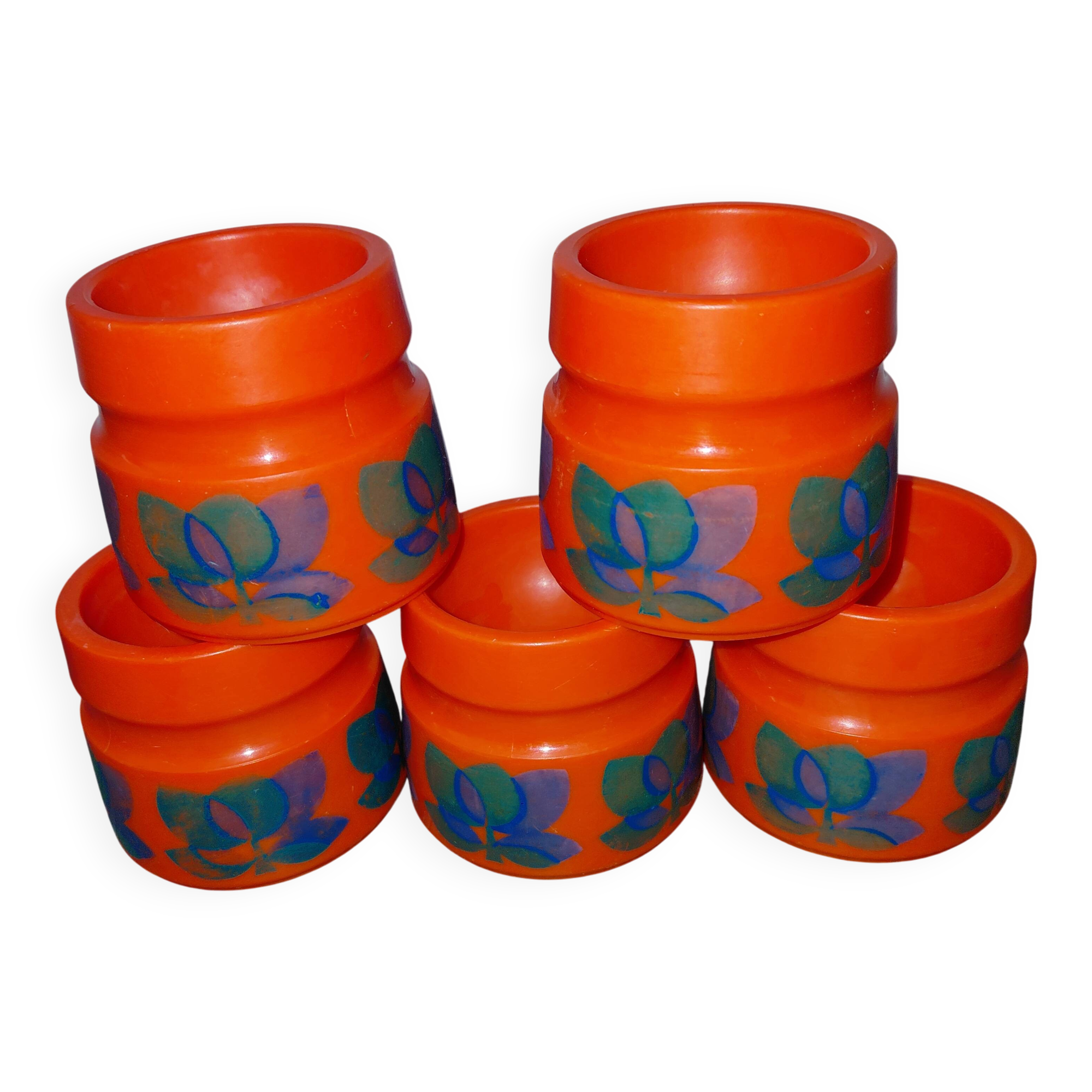 5 orange plastic egg cups EMSA