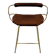 Organic kitchen bar stool c. Metal Brass and Cognac Leather Backrest