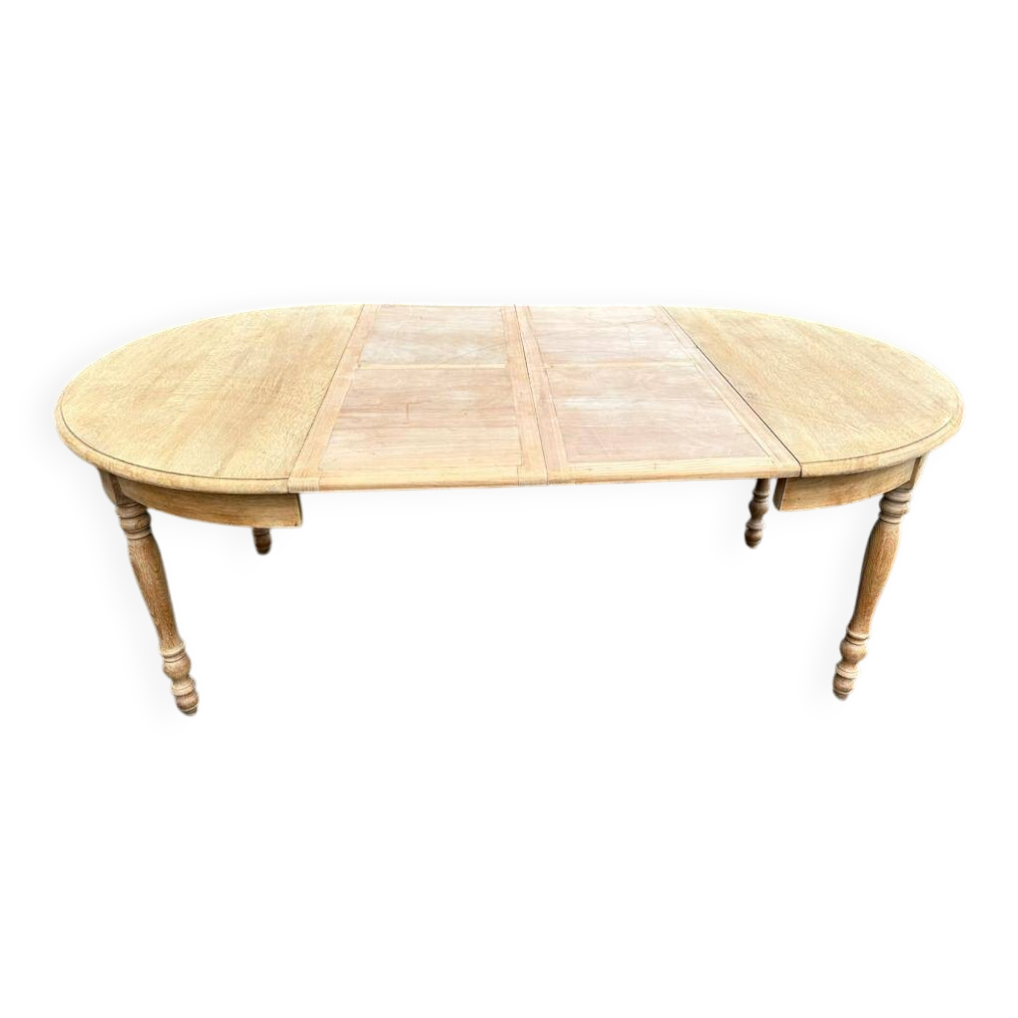 Renovated Louis Philippe 19th-century extendable round dining table 200cm