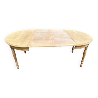 Renovated Louis Philippe 19th-century extendable round dining table 200cm