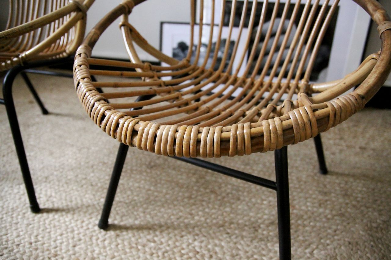 Pair of rattan armchairs