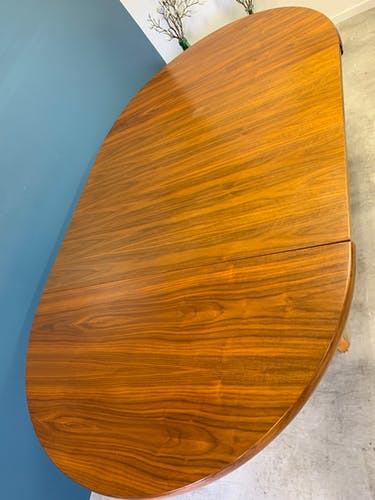 Vintage round table with extension cords