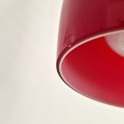 Red glass 'Bang' pendant lamp by Jacob E. Bang for Fog & Mørup, Denmark 1960's