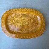 Rare plat du céramiste Jacques Pouchain année 50 céramique jaune Poet