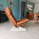 Vintage Lounge Chair & Ottoman "Origlia" – Tawny Leather & Pirelli Straps
