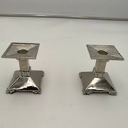 Art Deco Nickel-Plated Bronze Candlesticks, France, 1930, Set of 2