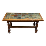Vintage solid wood and tile coffee table