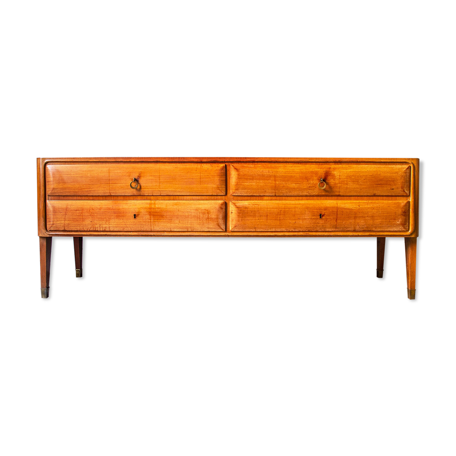 Glass and brass rosewood buffet by Esposizione Permanente Mobili Cantù Italia Anni '70