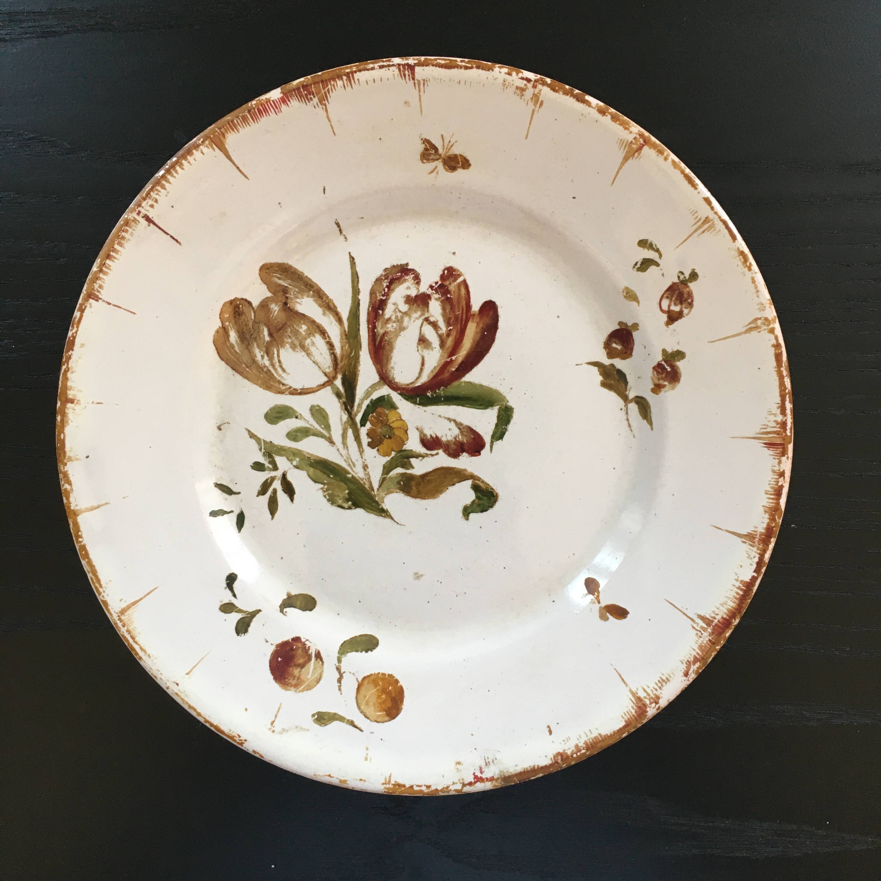 Antique plate with floral decoration