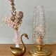 Vintage tulip table lamp in molded glass