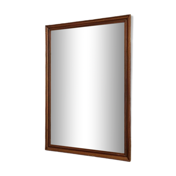 Miroir cadre bois sculpté patiné biseauté 61x90cm