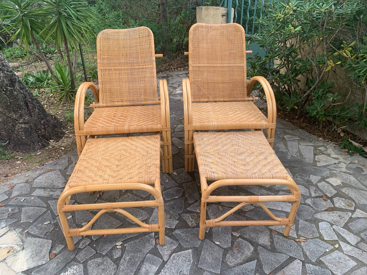 Vintage rattan lounge chairs