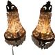 2 wall lamps - gold plated - crystal - 60's