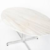 Dining table Roche Bobois. Metal and white marble. France, 1960s