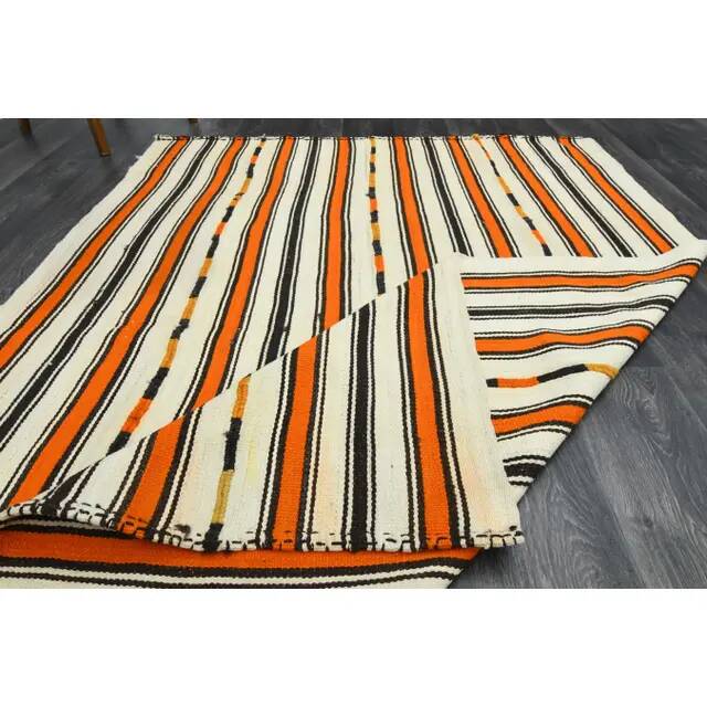 1970s Vintage Turkish Oushak Handmade Wool Cotton Beige Area Rug 158x215