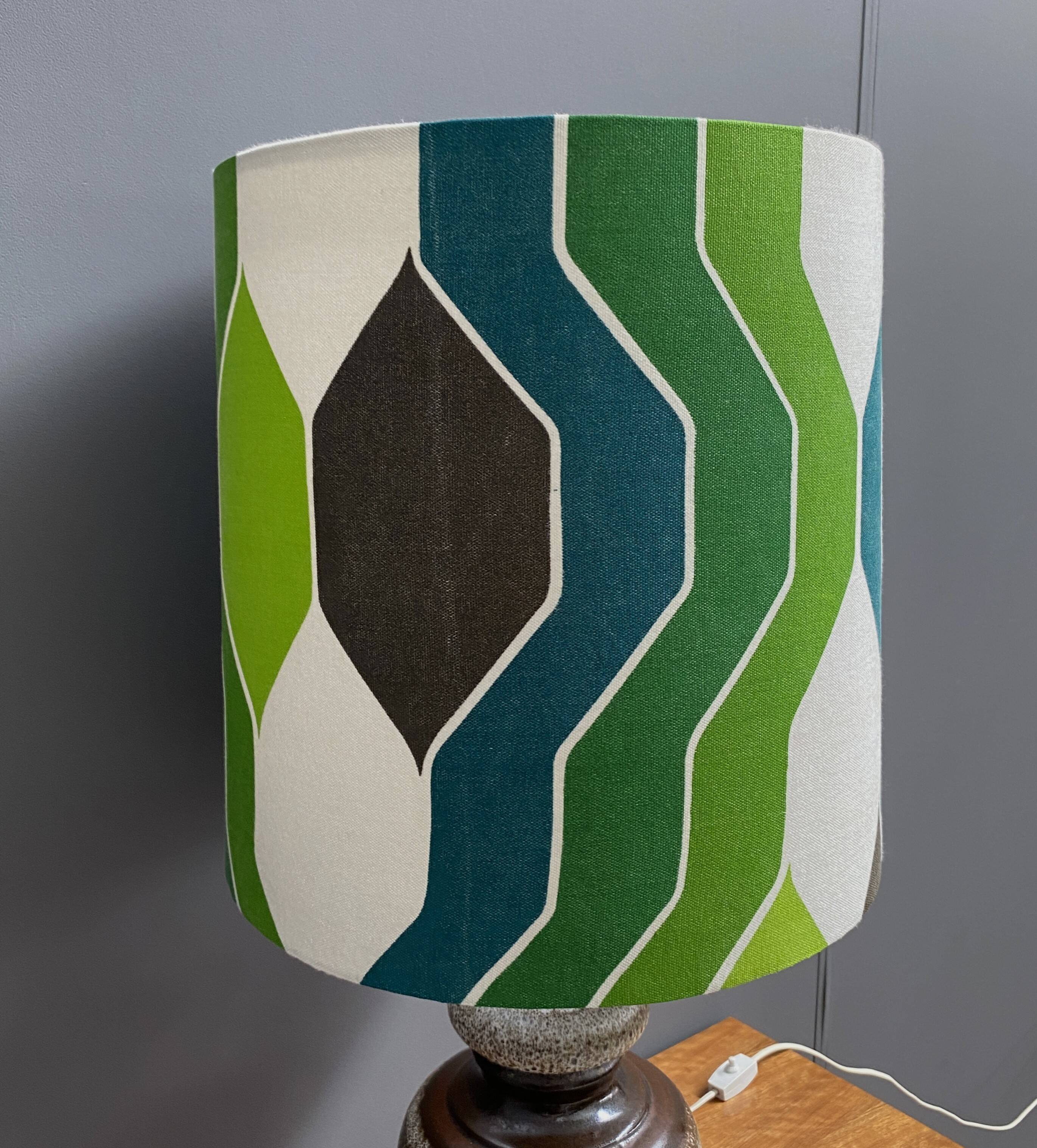 Ceramic table lamp green shade by  Hustadt-leuchten 1970s
