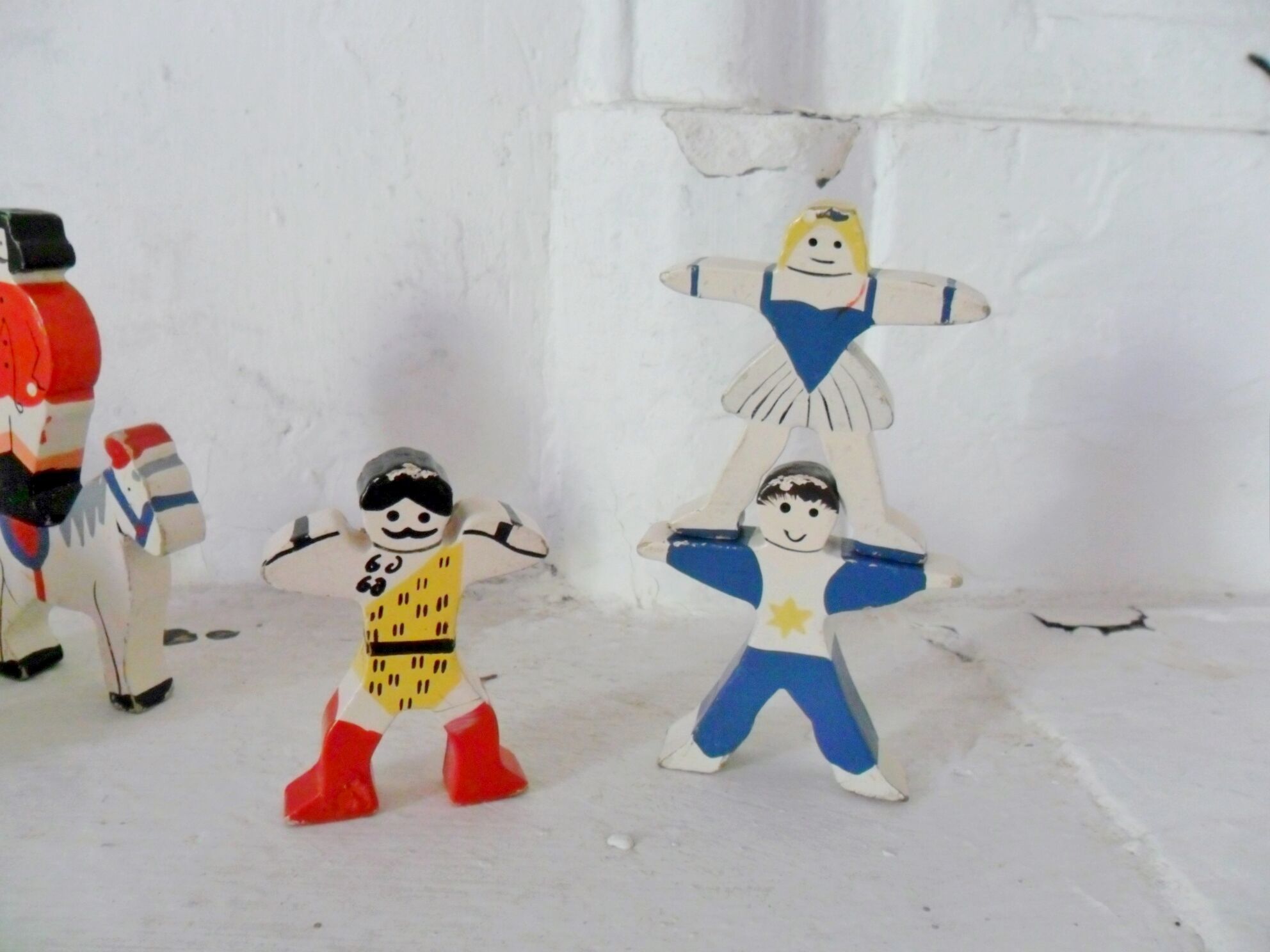 Vintage circus with wooden subjects