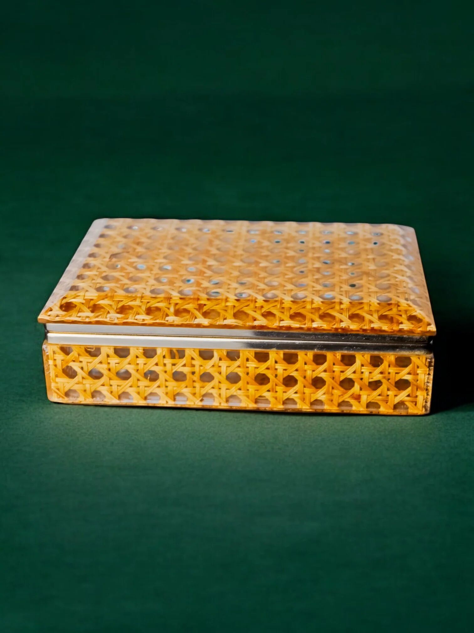 Lucite & rattan vanity box, Christian Dior style, circa 1970s