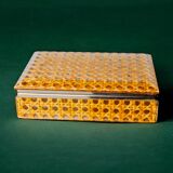 Lucite & rattan vanity box, Christian Dior style, circa 1970s