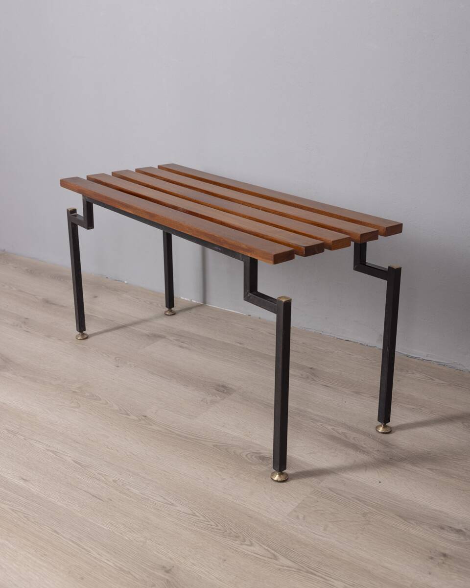 Vintage 1960s teak wood bench with italian design