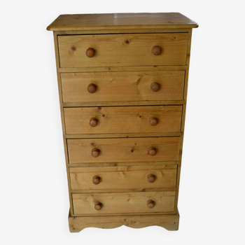Vintage pine chest of drawers with 6 drawers