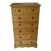 Vintage pine chest of drawers with 6 drawers