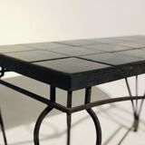Table basse fer forgé et céramique - 1960