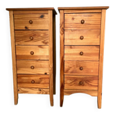 Pair of 5-drawer chests of drawers in pine. 80 years