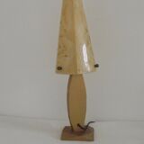 French vintage gold retro resin table lamp with marble effect cone shade.