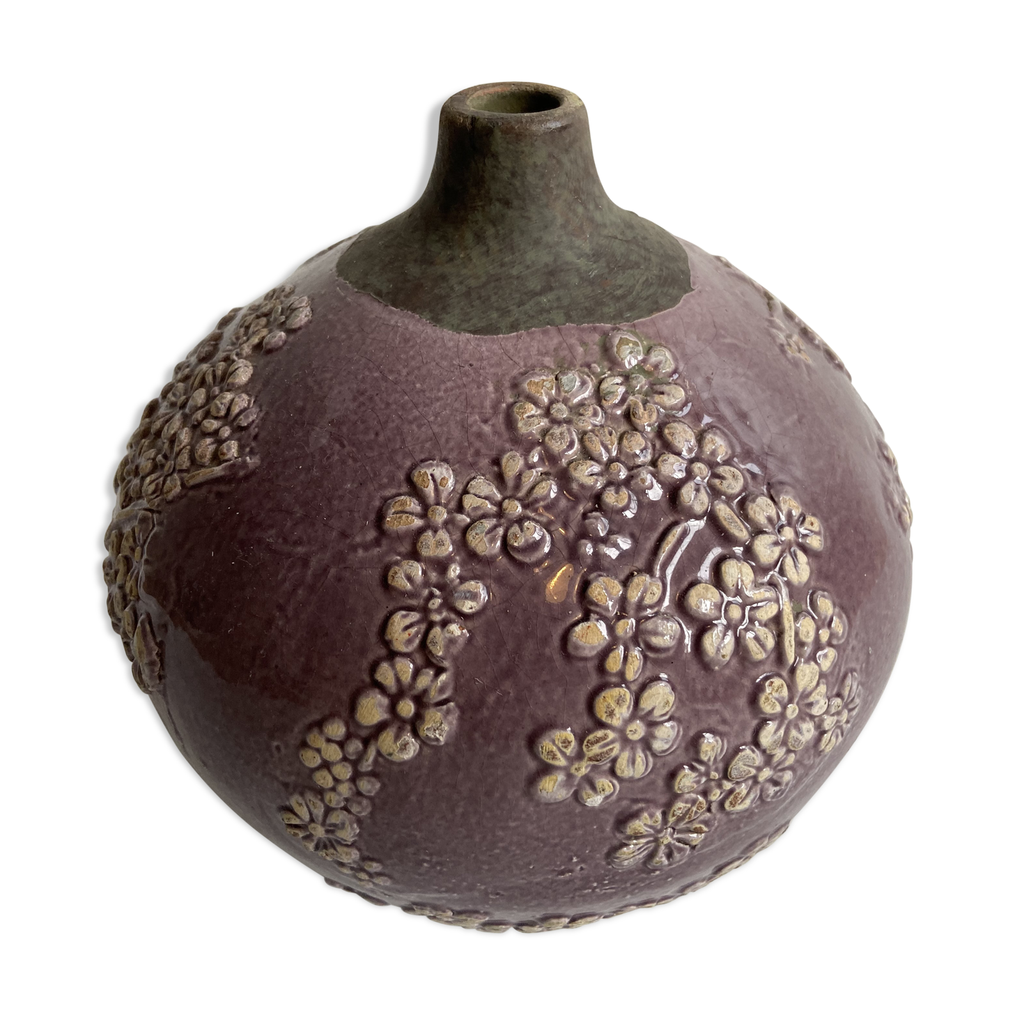 Soliflore en terre cuite mauve