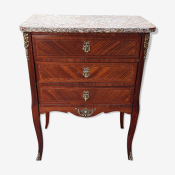 Commode en marqueterie 3 tiroirs style transition