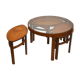 Tables basses gigognes en verre et teck
