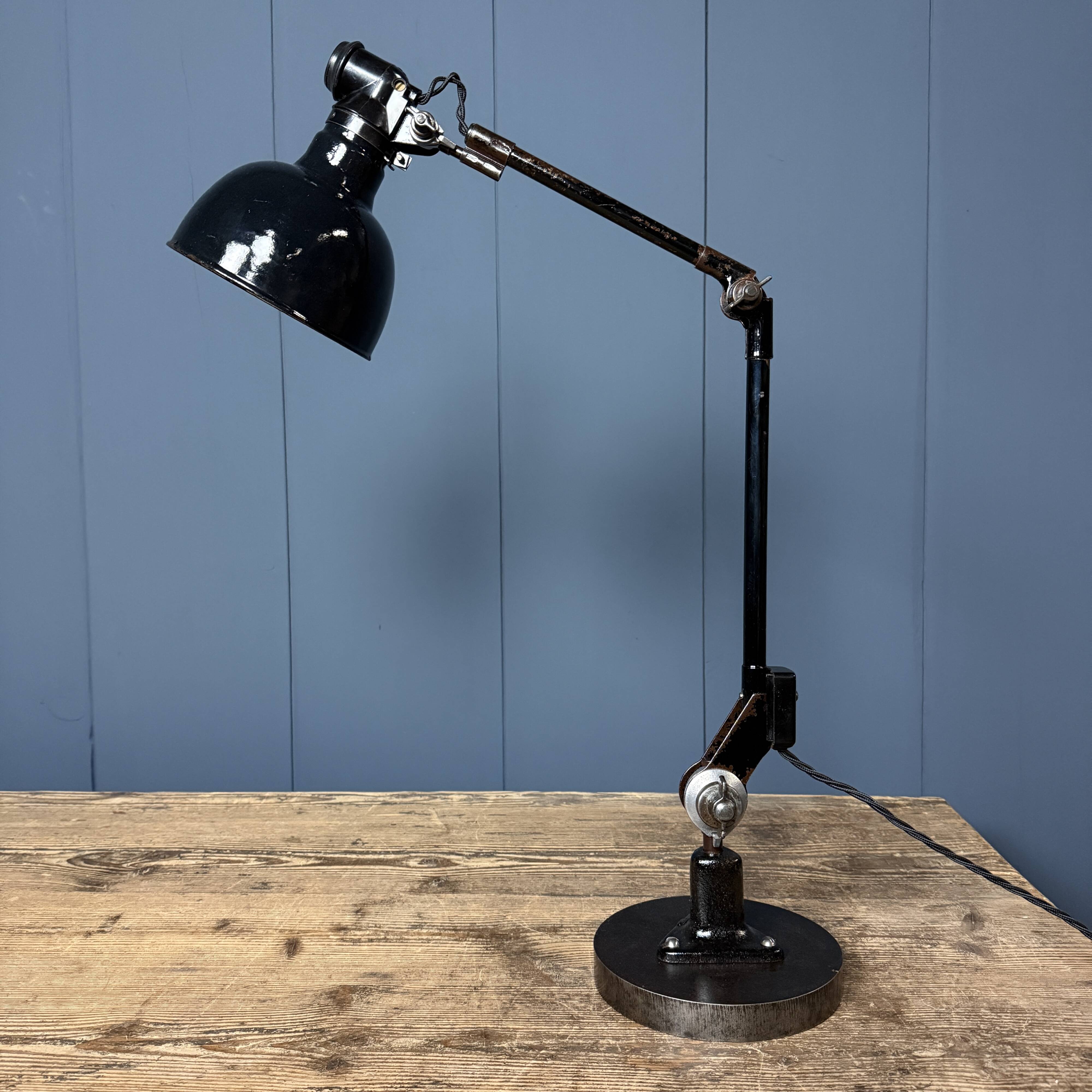 Rademacher black table lamp with enamel shade