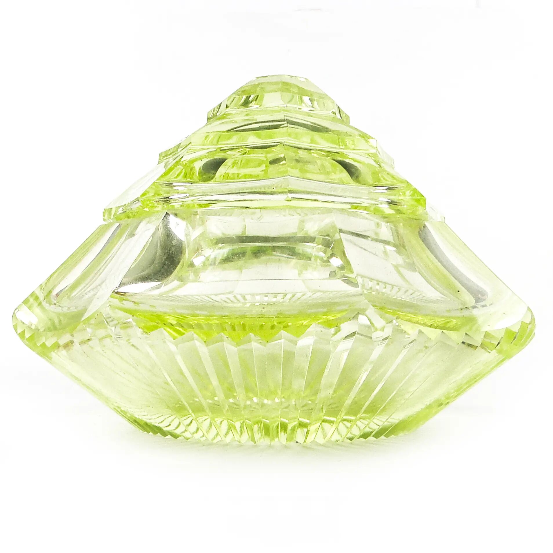 Art Deco bonbonniere, uranium crystal, Poland, 1930s