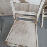 4 patinated white bistro chairs