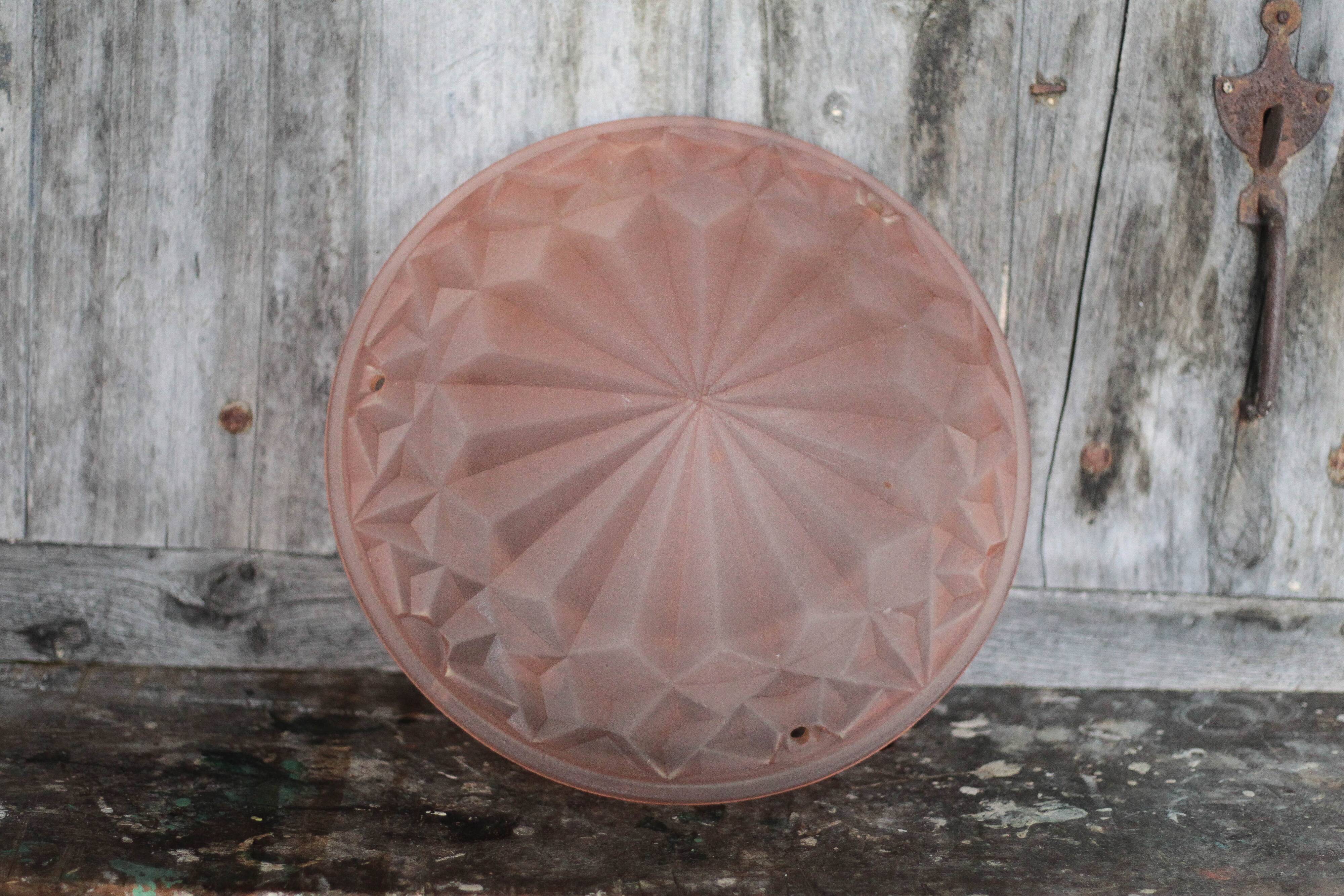 Vintage Art Deco ceiling light, geometric pattern ceiling fixture, bowl.